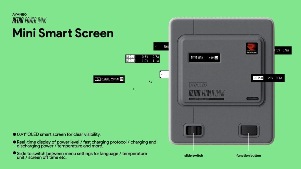 AYANEOレトロパワーバンクOLEDミニスマートスクリーン