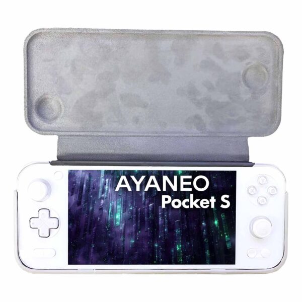 YANEO Pocket S Case shown open with the device inside, highlighting a soft, protective interior and a snug fit for secure storage.