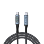 A USB 4.0 Type-C cable with straight connectors at both ends. The cable features a digital display showing 240W PD power, 40Gbps data transmission, and 8K@60Hz support, highlighting its fast and high-resolution capabilities.