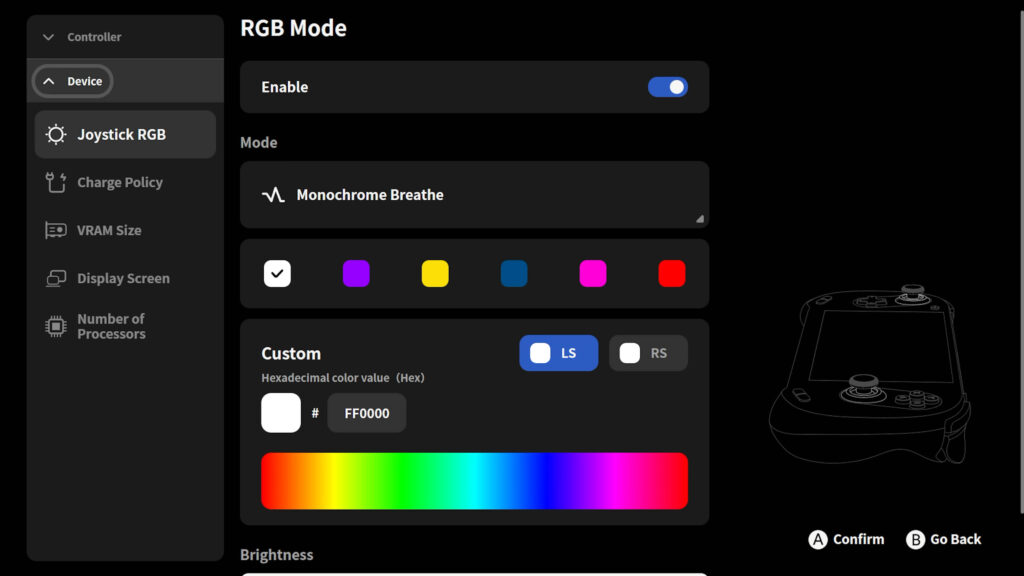 AYA SPACE RGB settings