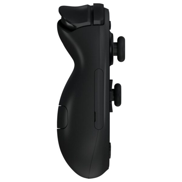 Another side-angle view of the AYANEO 3 in black, emphasizing the symmetrical button placement and ergonomic design for optimal handheld gaming comfort.