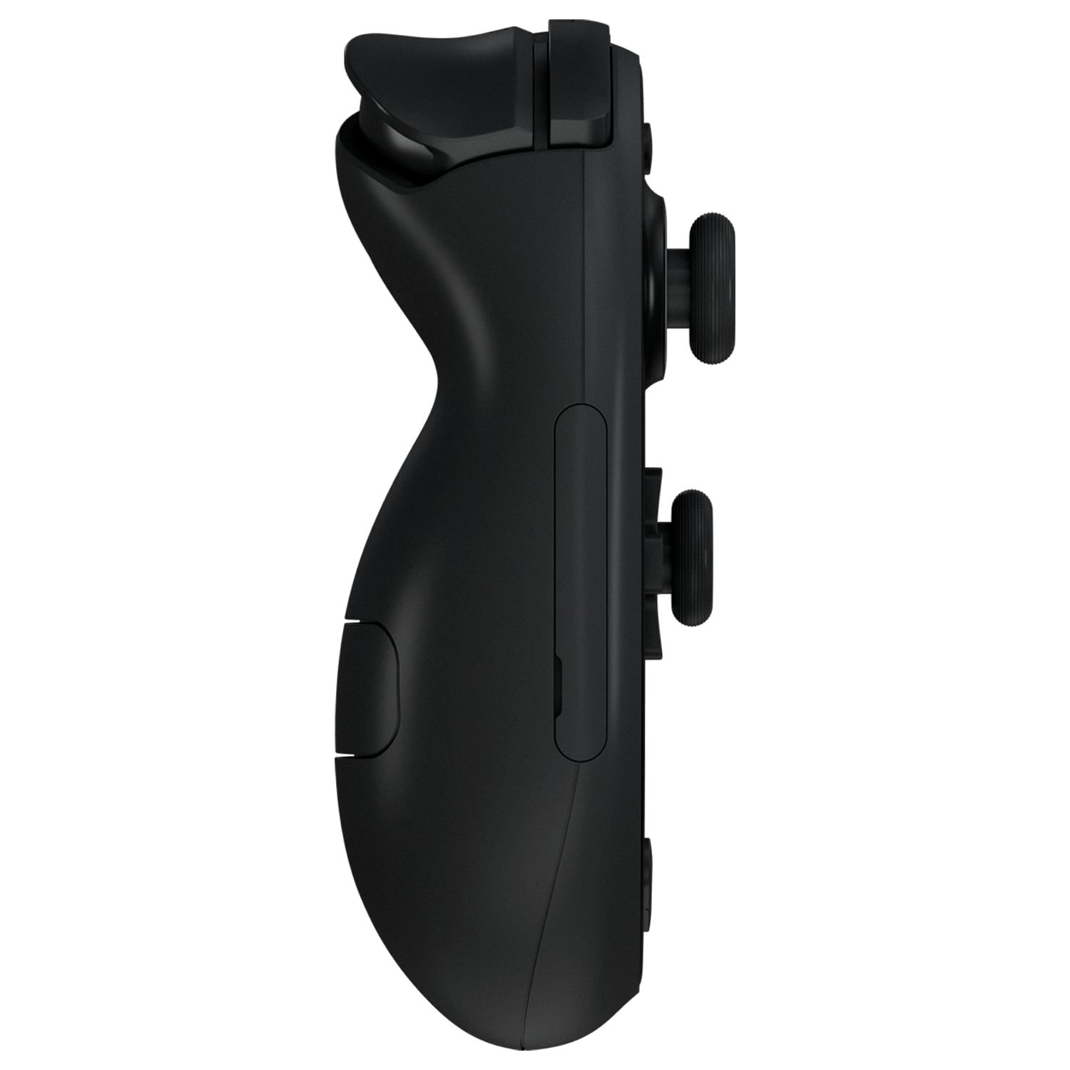 Another side-angle view of the AYANEO 3 in black, emphasizing the symmetrical button placement and ergonomic design for optimal handheld gaming comfort.