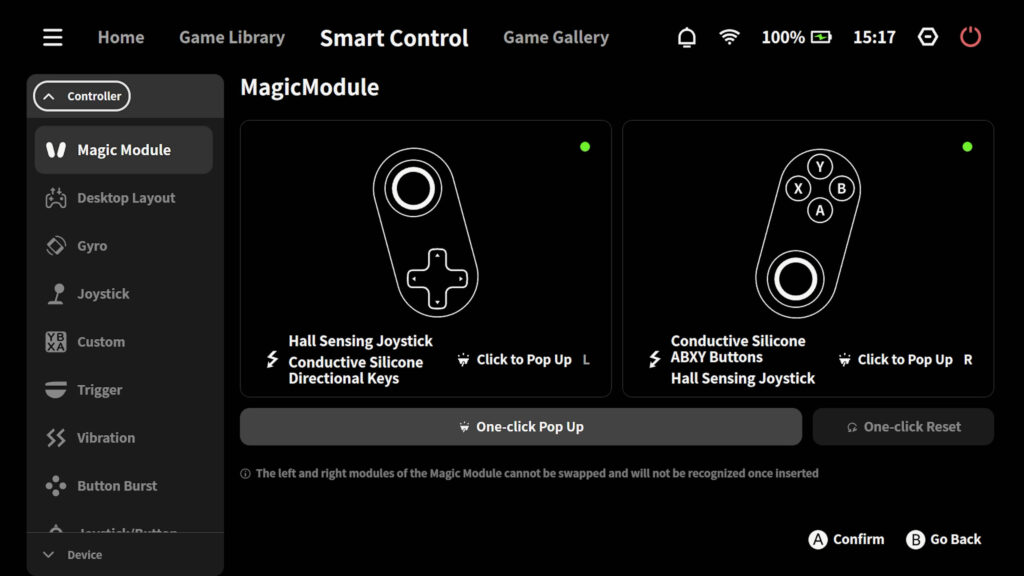 Module Ejection Menu on the AYANEO 3