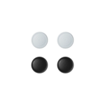 AYANEO Pocket EVO Thumb Stick Grip Caps – A set of four grip caps, two in black with a textured surface and two in translucent white with a circular pattern, designed for improved control and comfort on the AYANEO Pocket EVO gaming handheld