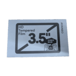 A light blue rectangular package for a screen protector, positioned against a plain white background. The front of the package features large black text "HD Tempered Film" on the left, and a prominent "3.5''" with a diagonal line extending from its top right. Below the "3.5''", there's smaller Chinese text "全透高清 钢化膜" (Full Transparent High Definition Tempered Film) and a white outline of a handheld gaming device with "PLAY AYANEO" on its screen. The right side of the package has "AYANEO" written vertically.