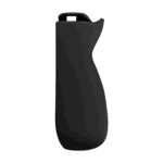 A side view of a single black, ergonomic grip accessory for the AYANEO Pocket ACE, against a solid grey background. The grip features a curved design meant to fit a hand, and a slot at the top for attaching to the device.