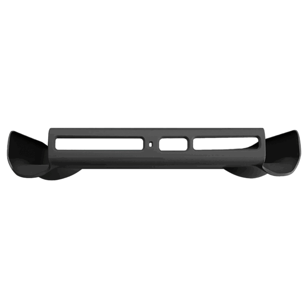 A top-down view of the black grip accessory for the AYANEO Pocket ACE, against a white background. The accessory has two large cutouts for the device's shoulder buttons and a central cutout, along with two ergonomic grips on each side.